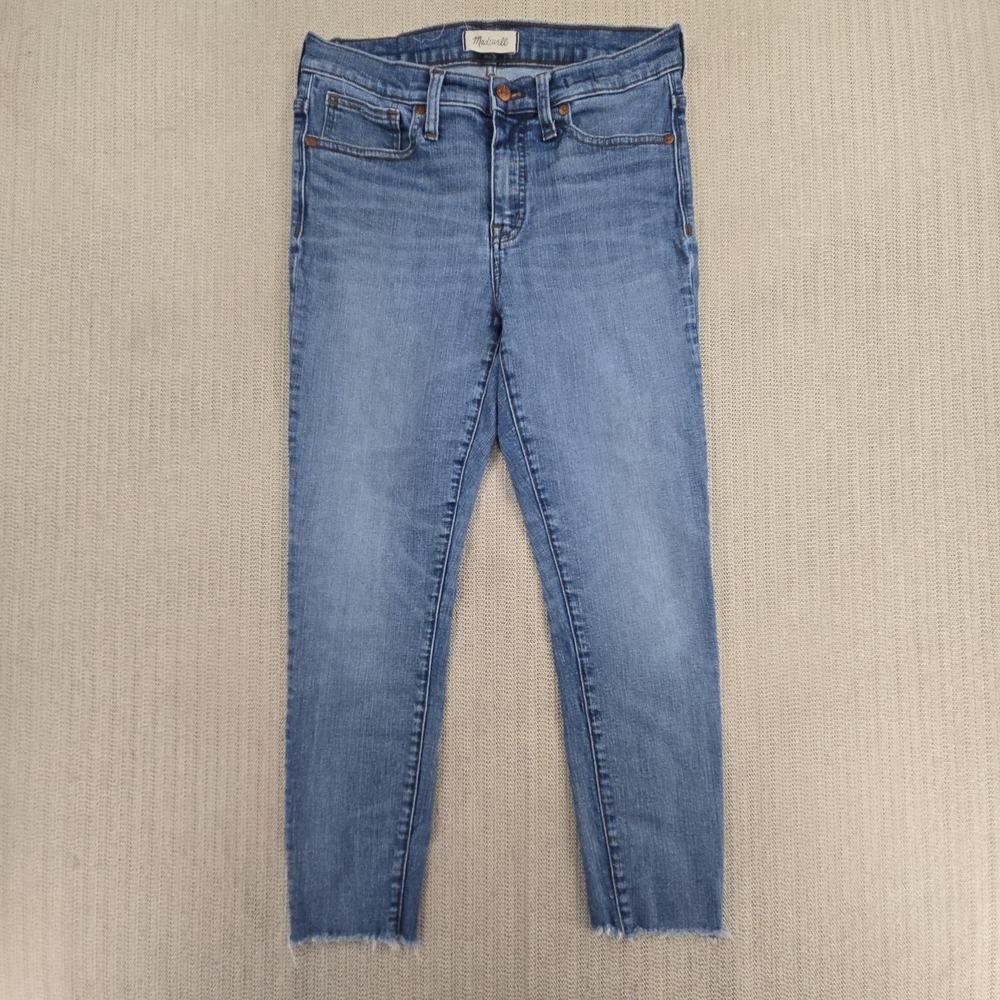 Madewell Jeans Womens 30 Blue Mid Rise Skinny Crop Raw Hem Stretch Denim Pants